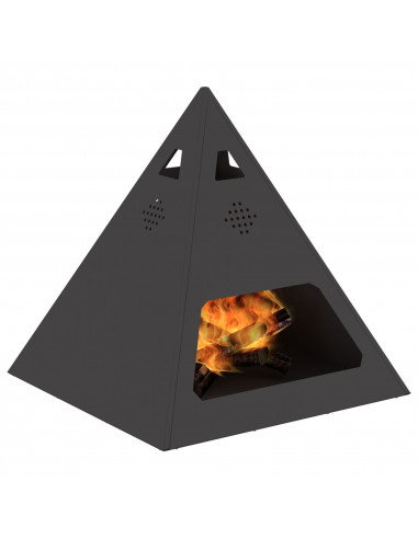 Camino a Fuoco Piramidale Nero 50x50x51 cm Acciaio