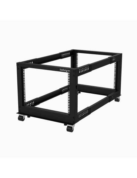 StarTech.com Server Rack a 4 Montanti 8U Open Frame, Armadio Rack di Rete 19" con Ruote, piedini di livellamento o montaggio a p