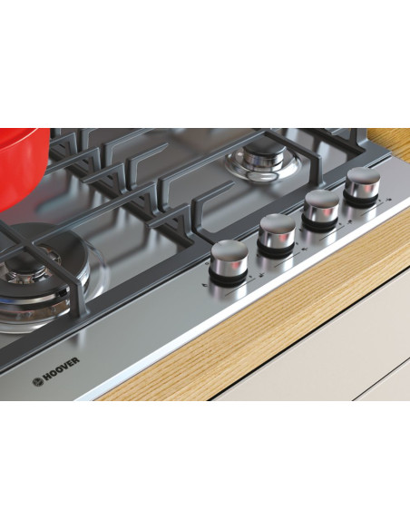Hoover H-HOB 300 GAS HHG6BF4MX Acciaio inox Da incasso 60 cm 4 Fornello(i)