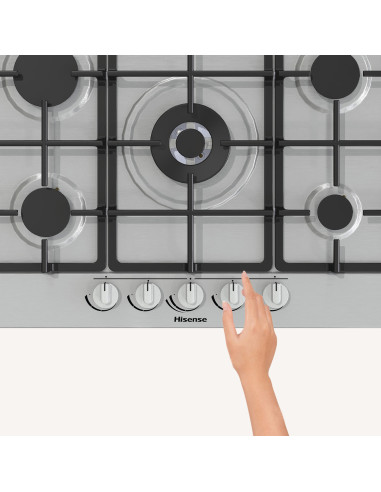 Hisense GM773XF piano cottura Acciaio inox Da incasso 71 cm Gas 5 Fornello(i)