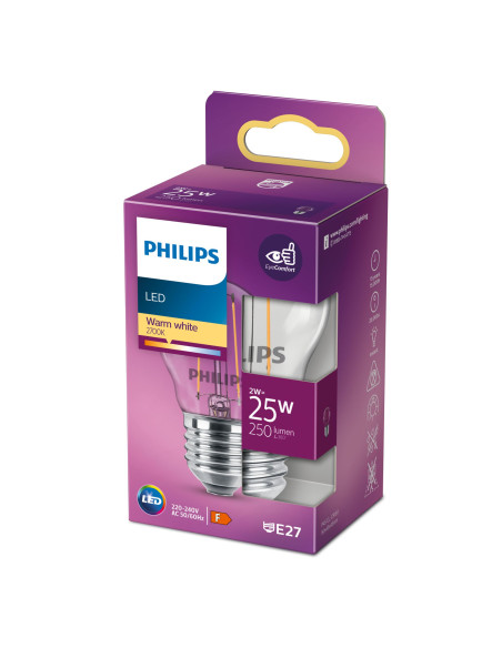 Philips Lampadina candela trasparente a filamento 25 W P45 E27