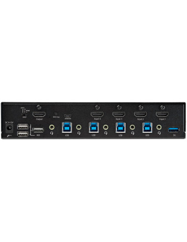 StarTech.com KVM Switch HDMI a 4 porte - Monitor singolo 4K 60Hz Ultra HD HDR - Switch KVM HDMI 2.0 per PC con 2 porte USB 3.0 H