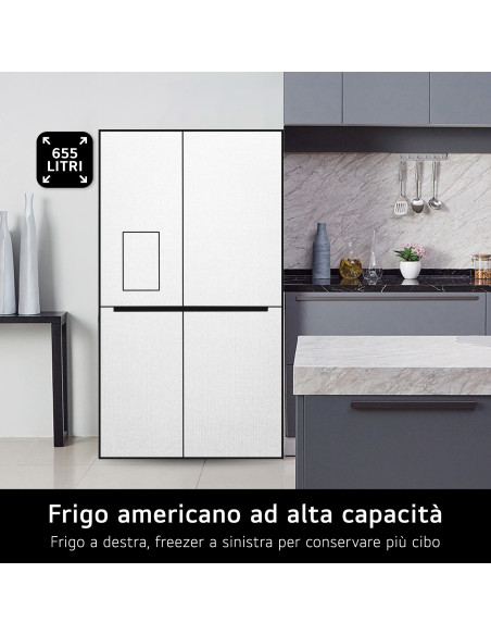 LG GSBV70PZTE Frigorifero Side-by-Side, Classe E, 655L, No frost, Inox
