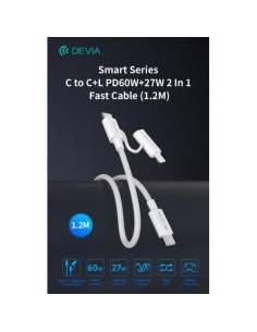DEVIA CAVO CARICA RAPIDA DA C A C + LIGHTNING PD 60W 3A 1,2 METRI NERO