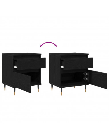Comodino  Nero Rovere 40x35x50 cm in Legno Ingegnerizzato