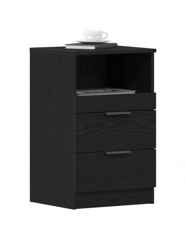 Comodino  Nero Rovere 40x35x65 cm Realizzato in Legno Ingegnerizzato