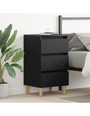 Comodino con gamba in legno Nero Rovere 40x35x69 cm