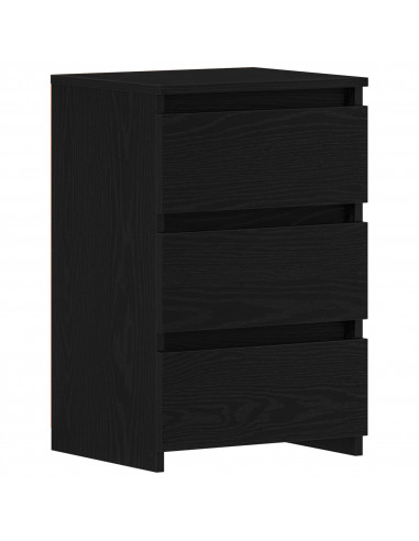 Comodino Nero Rovere  40x35x62,5 cm in Legno Ingegnerizzato