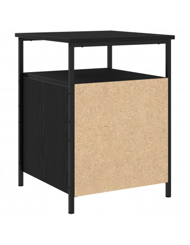 Comodino Nero Rovere 44x45x60 cm Legno Ingenerizzato e Acciaio