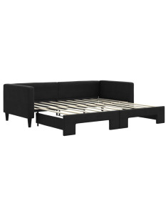 Divano Letto con Letto Estraibile Nero 90x190 cm in Tessuto 2