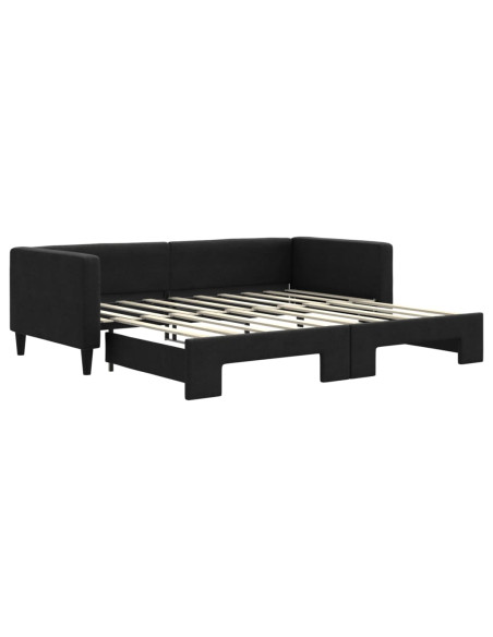 Divano Letto con Letto Estraibile Nero 90x190 cm in Tessuto