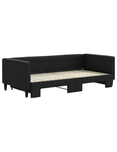 Divano Letto con Letto Estraibile Nero 90x190 cm in Tessuto