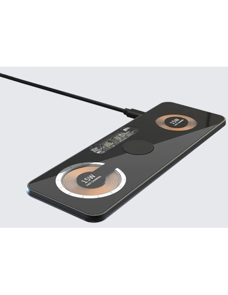 STAND 3IN1 15W COMP.MAGSAFE VETRO DUDUU ALLUMINIO GRIGIO SURF MAT