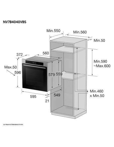 Samsung NV7B4040VBS Forno ad incasso Multifunzione Serie 4 76 L A+ Inox