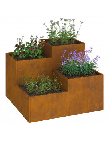 Fioriera da Giardino 100x100x60 cm in Acciaio Invecchiato