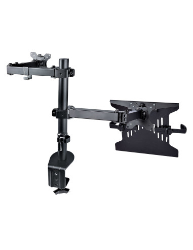StarTech.com Braccio Monitor da Scrivania con Ripiano VESA Ventilato per Laptop (4.5kg) e Display fino a 32" (8kg), Nero, Suppor