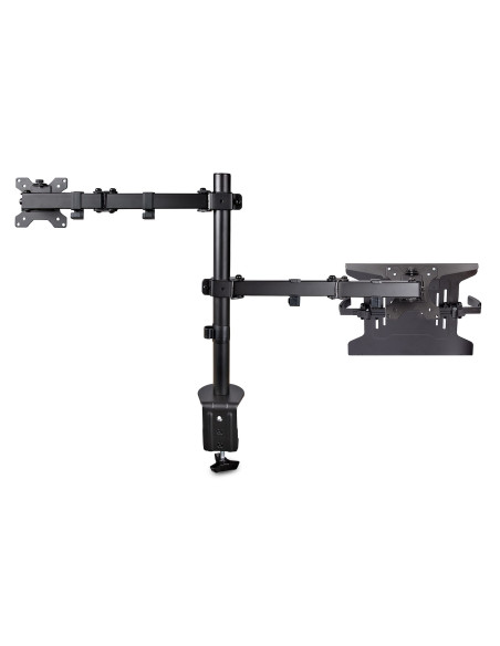 StarTech.com Braccio Monitor da Scrivania con Ripiano VESA Ventilato per Laptop (4.5kg) e Display fino a 32" (8kg), Nero, Suppor
