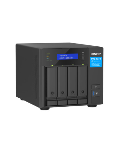 QNAP TVS-H474 NAS Tower Intel® Pentium® G7400 8 GB DDR4 0 TB QuTS hero Nero