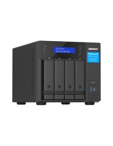 QNAP TVS-H474 NAS Tower Intel® Pentium® G7400 8 GB DDR4 0 TB QuTS hero Nero