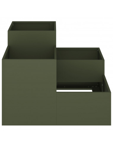 Fioriera da Giardino 80x80x60 cm Verde Oliva Acciaio