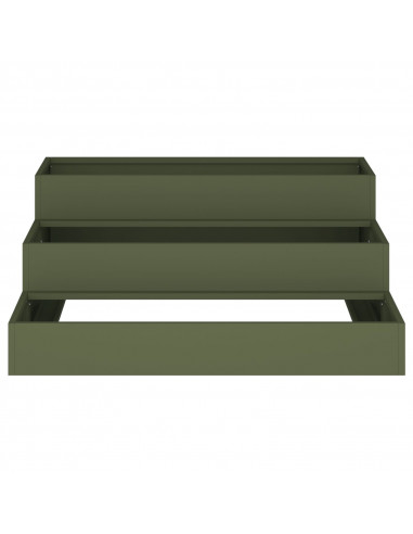 Fioriera da giardino a 3 piani 90x90x35 cm Verde oliva - Acciaio