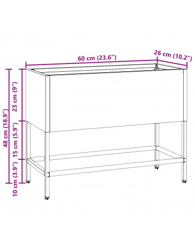 Fioriera rialzata 60x26x45 cm Acciaio inossidabile