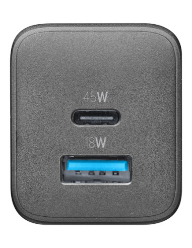 Cellularline MULTIPOWER MICRO 45W Caricabatterie da rete veloce ultracompatto 2 porte, 45W
