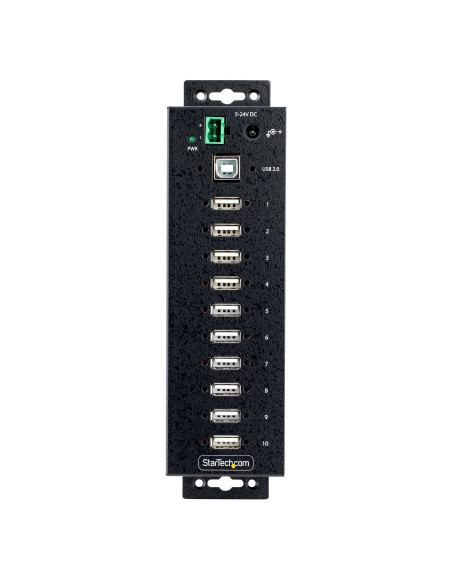 StarTech.com Hub USB 2.0 a 10 porte, hub di ricarica robusto con protezione ESD livello 4, Moltiplicatore di porte USB-A industr