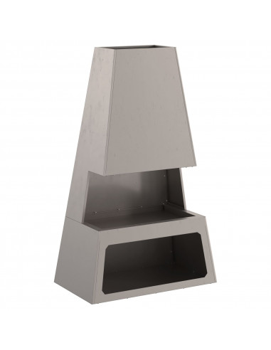 Focolare con deposito per tronchi 60x35x100 cm in acciaio resistente alle intemperie