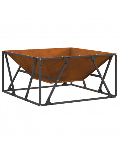 Focolare Quadrato 80x80x40 cm in Acciaio Invecchiato