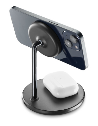 Cellularline Mag Duo Wireless Charger Supporto con carica wireless 2 in 1 per dispositivi Apple