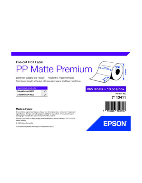 Epson 7113411 etichetta per stampante Bianco Etichetta per stampante autoadesiva