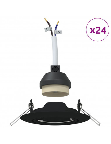 Lampade Set da 24 Nero Plastica 9 cm Moderno