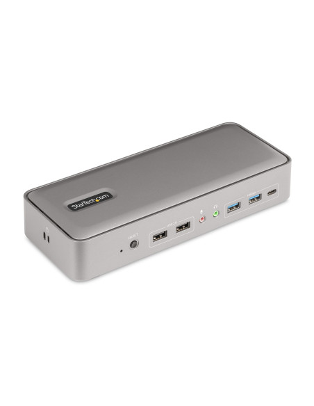 StarTech.com KVM Docking Station USB-C per due laptop, docking station DisplayPort a doppio monitor 4K 60 Hz, hub USB a 5 porte,
