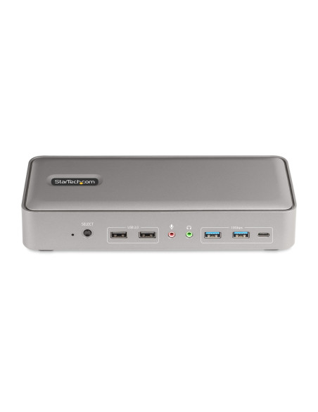 StarTech.com KVM Docking Station USB-C per due laptop, docking station DisplayPort a doppio monitor 4K 60 Hz, hub USB a 5 porte,
