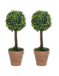 Piante di Bosso Artificiale 2 pz a Sfera con Vaso Verde 33 cm