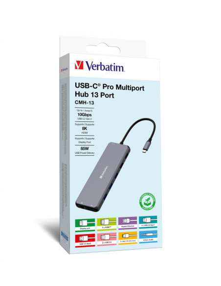 Verbatim CMH-13 USB tipo-C 10000 Mbit/s Argento