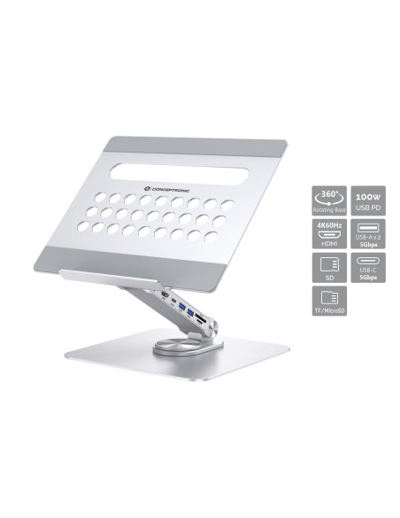Conceptronic DONN27G supporto per laptop Supporto per computer portatile Argento