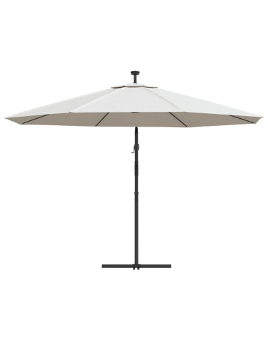 Ombrellone a Sbalzo con LED e Palo in Metallo 350 cm Sabbia