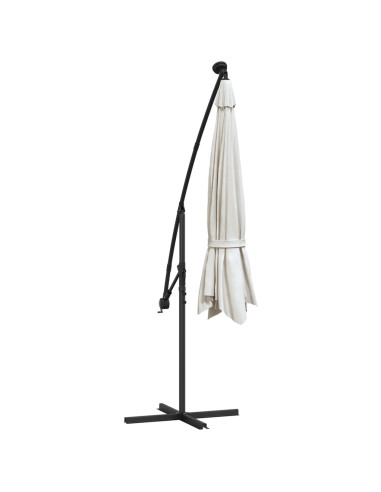 Ombrellone a Sbalzo con LED e Palo in Metallo 350 cm Sabbia