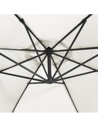 Ombrellone a Sbalzo con LED e Palo in Metallo 350 cm Sabbia