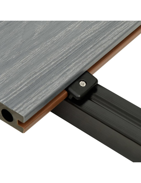 Listoni Decking WPC con Accessori Marroni e Grigi 40 m² 2,2 m