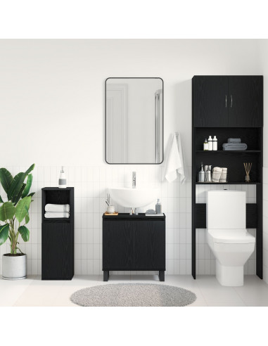 Mobile lavabo bagno  Nero Rovere 58x33x60 cm Legno ingegnerizzato