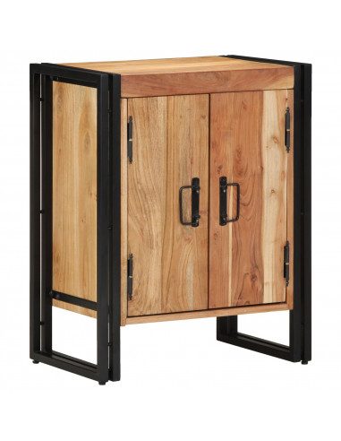 Mobile per scarpe  Nero 30x30x40 cm in legno massello di acacia e acciaio