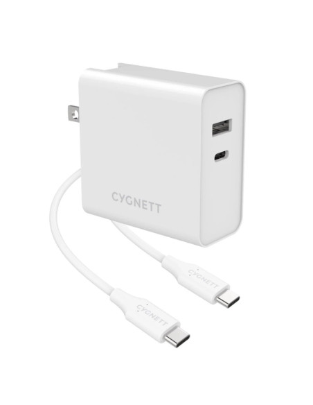 CARICATORE 60WATT 2P USB-C/USBA ADA TTATORI VIAGGIO(UK/USA/EU) CYGNETT