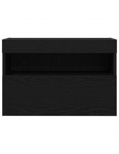 Mobile TV  con luci LED Rovere Nero 60x30x40 cm
