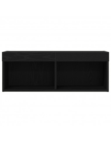 Mobile TV  con luci LED Rovere Nero 80x30x30 cm