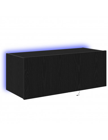 Mobile TV  con luci LED Rovere Nero 80x35x31 cm