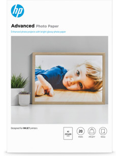 HP Carta fotografica Advanced, lucida, 250 g/m2, A3 (297 x 420 mm), 20 fogli