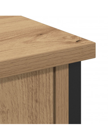 Mobile TV  Nero Rovere 101x35x65 cm Legno ingegnerizzato e Acciaio